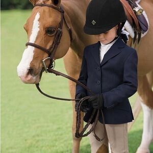 RJ Classics Girls Hampton Show Coat, Navy, Youth, 12R